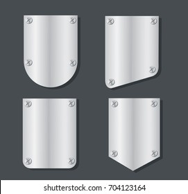plate metal banner set vector illustration 
