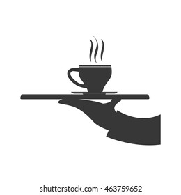 Plate mug arm hand waiter kitchen restaurant icon. Isolated and flat illustration. Vector graphic