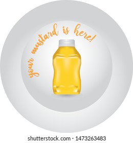 Plate with mustard and text - Your mustard is here!