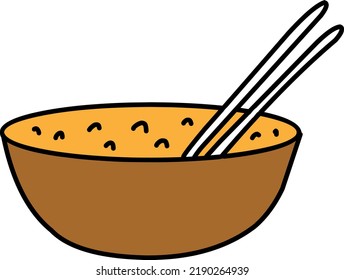 plate of noodles with chopsticks 
illustration, Hand-drawn illustration, Icon