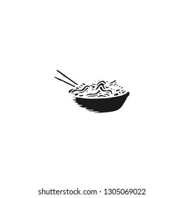 a plate of noodles and chopsticks vector draw