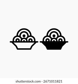 Plate of Noodles Icon in Outline and Solid Style
