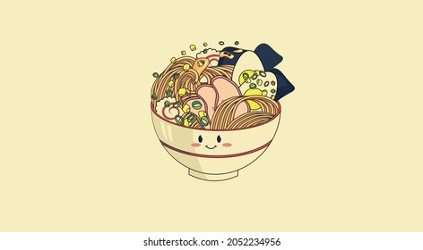 Plate of noodles with smiled face