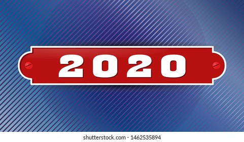 plate with the number 2020. New year 2020. 