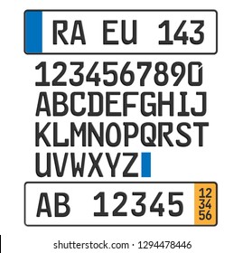 Plate number font template vector