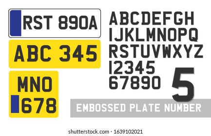 Plate number font template vector