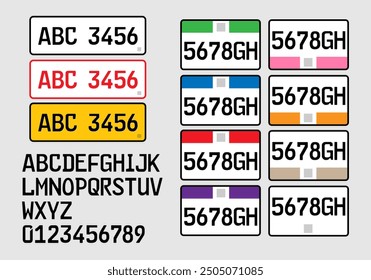 Schrift Schablone für die Plate-Nummer Vektor asia Motorrad Auto Fahrzeug