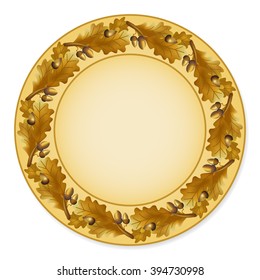 Plate with oak leaves