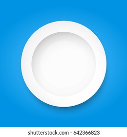 A plate on a blue background. Vector illustration