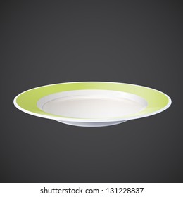 Plate on grey background. Vector design.