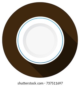 Plate on the table, a plate with a blue border