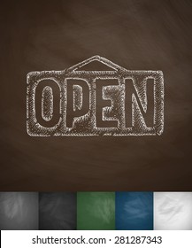 plate open icon. Hand drawn vector illustration. Chalkboard Design