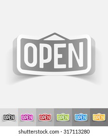 plate open paper sticker with shadow. Vector illustration