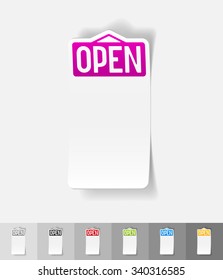 plate open paper sticker with shadow. Vector illustration