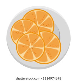 plate with orange half fresh fruit healthy