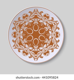 Plate with ornament. Vector illustration