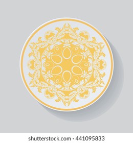 Plate with ornament. Vector illustration