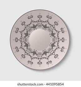 Plate with ornament. Vector illustration