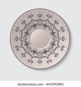 Plate with ornament. Vector illustration