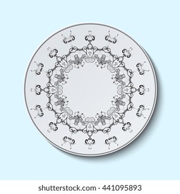 Plate with ornament. Vector illustration