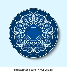 Plate with ornament. Vector illustration
