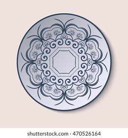Plate with ornament. Vector illustration