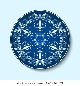 Plate with ornament. Vector illustration