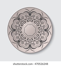 Plate with ornament. Vector illustration