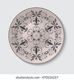 Plate with ornament. Vector illustration