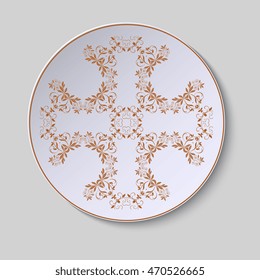 Plate with ornament. Vector illustration