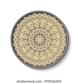 Plate with ornament. Vector illustration