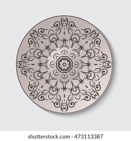 Plate with ornament. Vector illustration