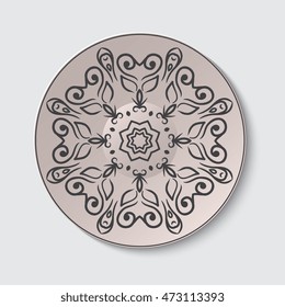 Plate with ornament. Vector illustration