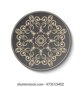 Plate with ornament. Vector illustration
