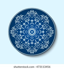 Plate with ornament. Vector illustration