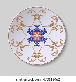 Plate with ornament. Vector illustration