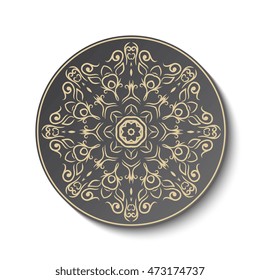 Plate with ornament. Vector illustration
