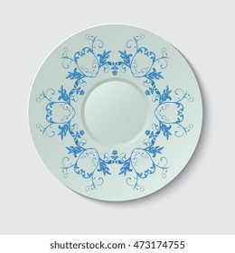 Plate with ornament. Vector illustration