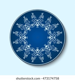 Plate with ornament. Vector illustration