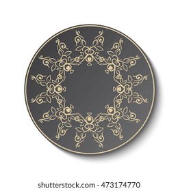 Plate with ornament. Vector illustration