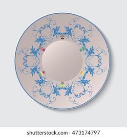 Plate with ornament. Vector illustration