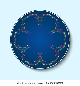 Plate with ornament. Vector illustration