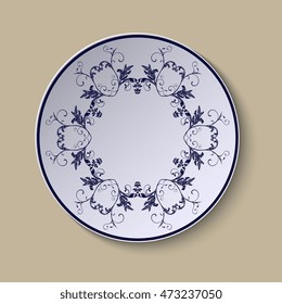 Plate with ornament. Vector illustration