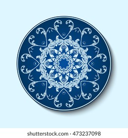 Plate with ornament. Vector illustration