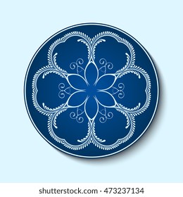 Plate with ornament. Vector illustration