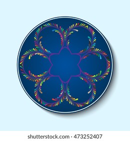 Plate with ornament. Vector illustration