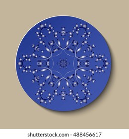 Plate with ornament. Vector illustration