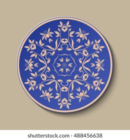 Plate with ornament. Vector illustration