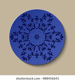 Plate with ornament. Vector illustration
