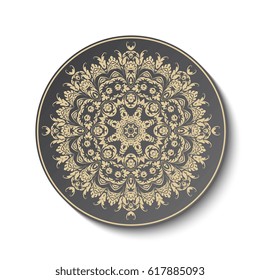 Plate with ornament. Vector illustration